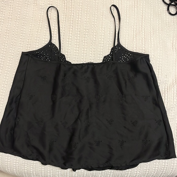Zara Satin Effect Tank with Embroidered Eyelet Details Size Large - Picture 2 of 4